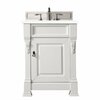 James Martin Vanities Brookfield 26in Single Vanity, Bright White w/ 3 CM White Zeus Quartz Top 147-V26-BW-3WZ